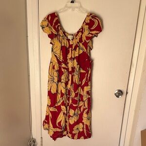 Floral Red and Yellow Women's Dress